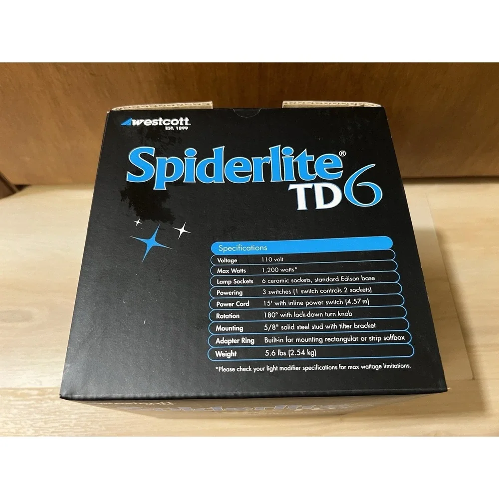 NIB Westcott Spiderlite TD6 Fixture with Flex Bracket New In Box Light Head Tilt